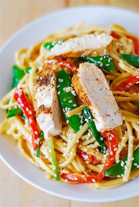 This salad is so good! Asian Chicken Salad with Noodles and Creamy Peanut Sauce - Julia's Album