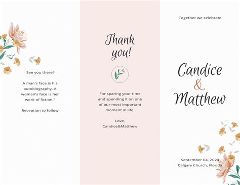 Free Tri Fold Wedding Invitation Templates Download Printable Word