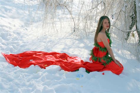 Free Images Snow Winter Girl White Flower Red Clothing Blonde