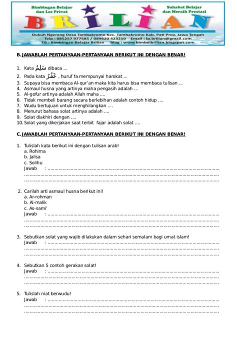 Soal Tentang Wudu Kelas 2 Sd - Dunia Sosial