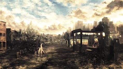 Wallpaper City Ruin Fantasy Art Wasteland Apocalyptic Dog