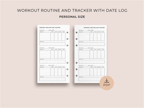 Printable Workout Routine Planner And Tracker With Date Log Personal