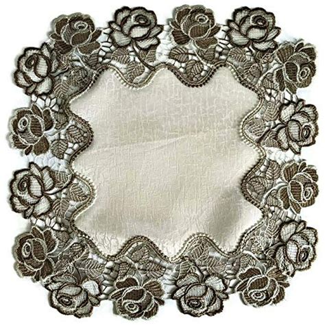 Doily Boutique 12 Lace And Rose Polyester Doilies Beige