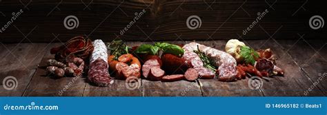 Cold Meat Assortment With Delicious Salami And Fresh Herbs Variety Of