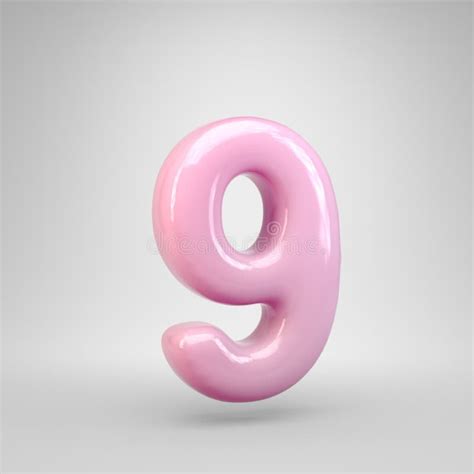 Bubble Gum Pink Number 9 Isolated On White Background Stock