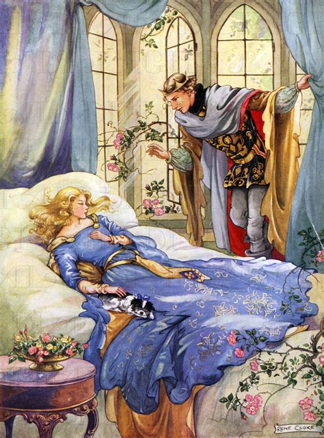 Sleeping Beauty Vintage Fairy Tale Illustration Digital Fairy Tale
