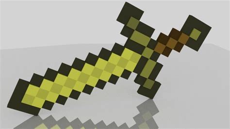Minecraft Gold Sword 3d Model Cgtrader
