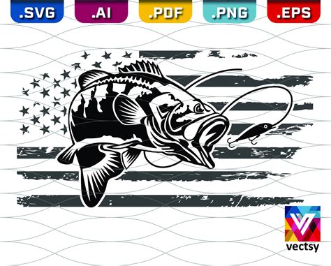 Bass Fishing Svg U S Flag With Fish Angler Fishing Bass Etsy Fishing Svg Svg Fish Design