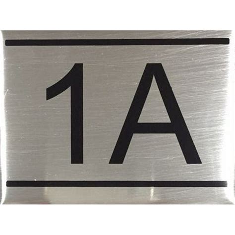 Apartment Number Sign 1a Brushed Aluminum 225x3