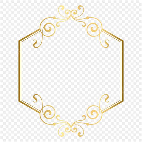 Gambar Bingkai Poligon Emas Dengan Ilustrasi Vektor Ornamen Antik Dekoratif Keemasan Ornamen