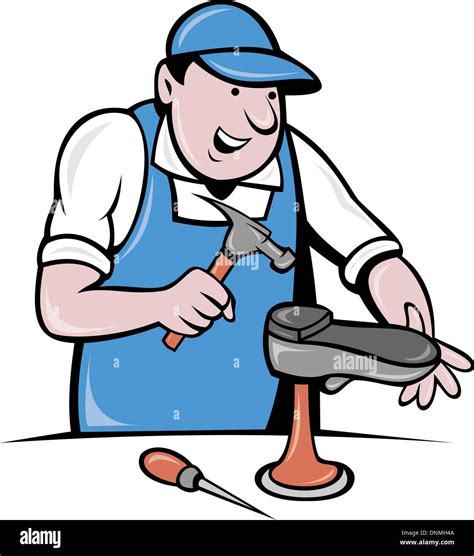 Illustration Of A Shoemaker Cobbler Shoe Repair Working On Isolated Stock Vector Art