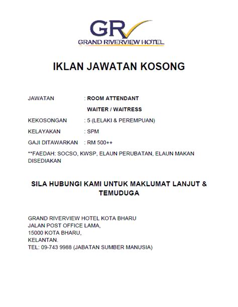 Rawa island resort jobs vacancies 2020. jmc kota bharu: Jawatan Kosong Di Grand Riverview Hotel