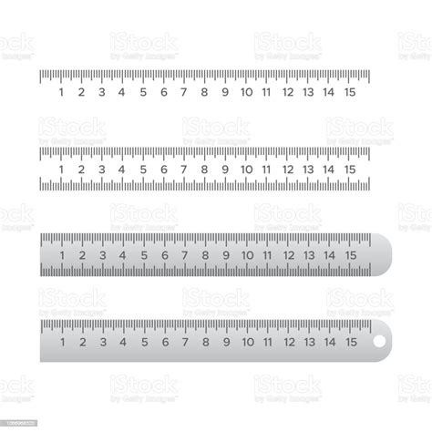 Metallic School Rulers Ruler Centimeter Millimeter Decimeter Vector