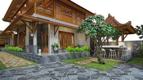 contoh desain rumah kayu minimalis dua lantai  batu thegorbalsla