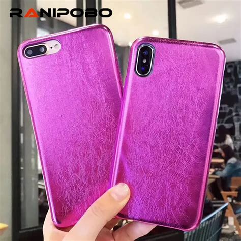 Soft Tpu Purple Leather Solid Color Phone Case For Iphone X 7 7 Plus 6