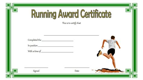 A Running Award Certificate Is Shown