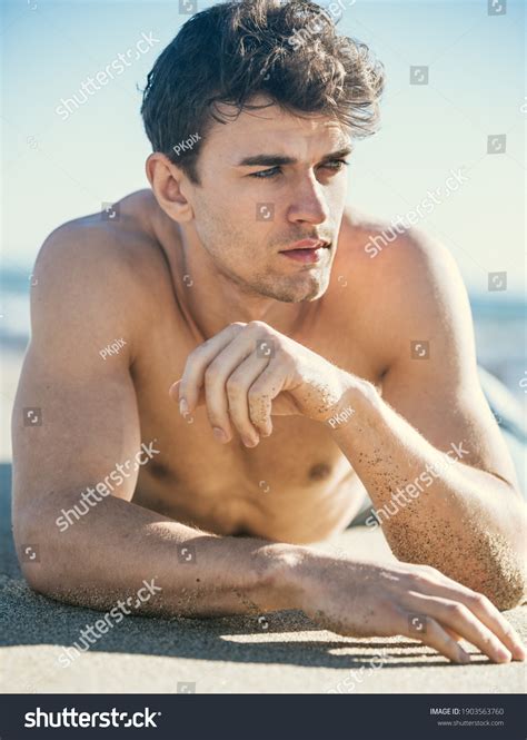 Sexy Closeup Topless Handsome Male Model Stock Photo