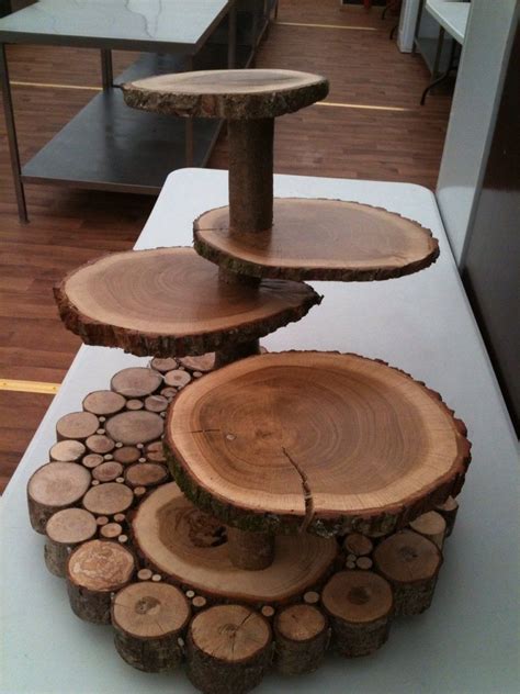 Vintage 3 tier floral ceramic display cake stands flowers round serving plates victoria sponges cakes sandwiches cupcakes. Wooden cake stand made from a fallen Tree in Southampton ...