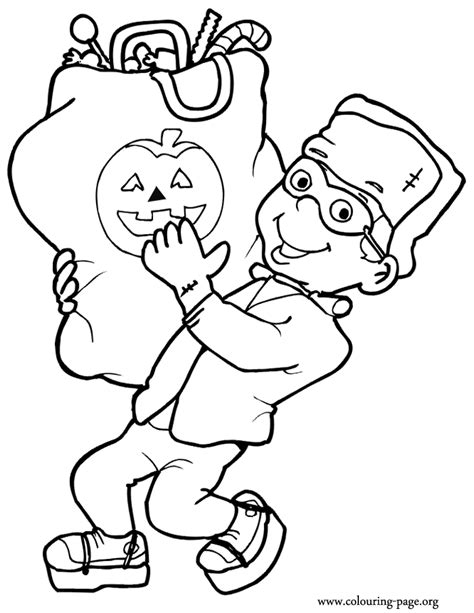 You can test your skills for combining colors just with a. Halloween - Little boy Frankenstein coloring page