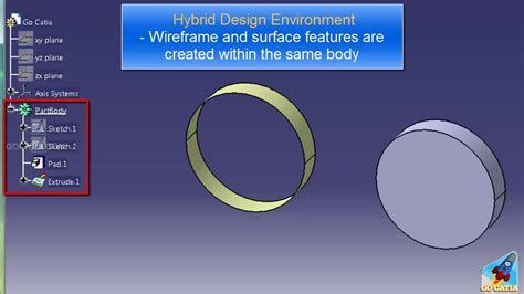 Catia Part Design Hybrid Design Environment Youtube