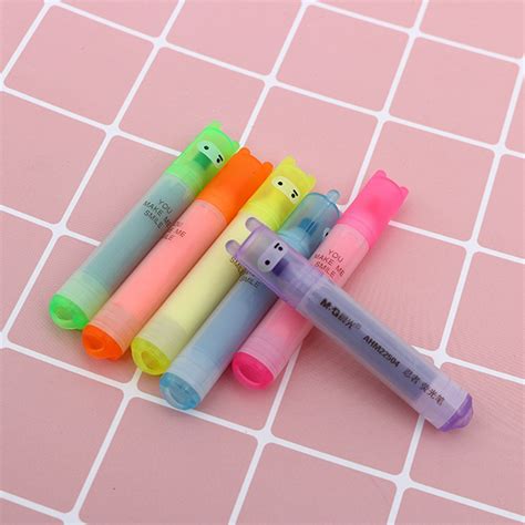 New6pcsset Cute Mini Rabbit Highlighter Pen Durable Marker Pens