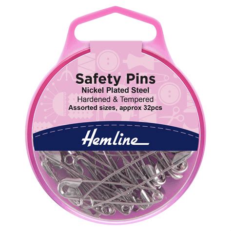 Safety Pins Assorted Nickel 32 Pieces Hemline Groves And Banks