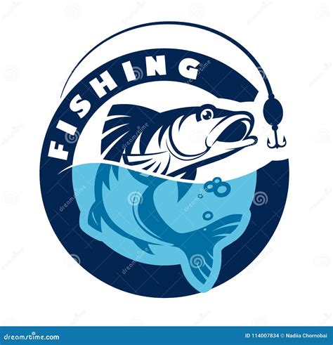 Logo Or Emblem For Fishing Club Vector Illustration Stock Vector