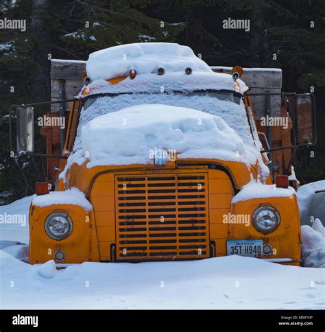 A Snow Covered 1970 International Loadstar 1700a Dump Truck At Eagle