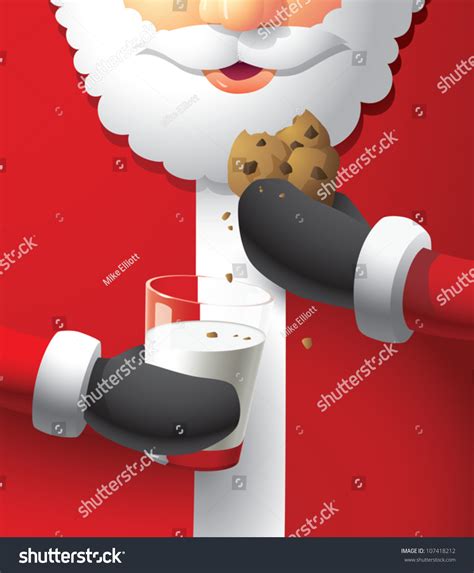 Realistic Cartoon Illustration Of Santa Claus Eating A Chocolate Chip