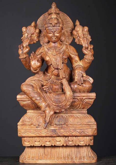 Sold Wooden Seated Vishnu Statue 24 76w1es Hindu Gods And Buddha Statues