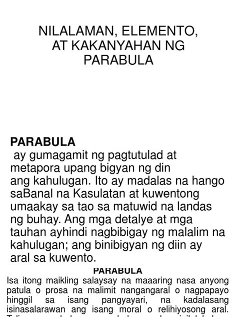 Ano Ang Mga Kahulugan Ng Parabula Igorota Kahala