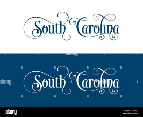 Typography Of The Usa South Carolina States Handwritten Illustration On