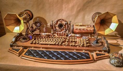 Set Of Steampunk Keyboard Mouse Speakers And Camera Steampunk