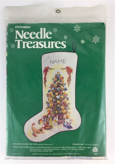 Needle Treasures Christmas Stocking Kit Children Around Tree Crewel