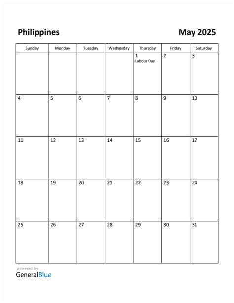 Free Printable May 2025 Calendar For Philippines