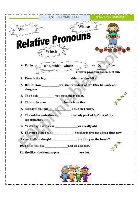 Relative Pronouns Esl Worksheet By Munirak