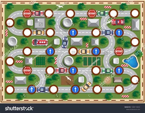 Car Racing Board Game View Above Stock Vector Royalty Free 1498110653