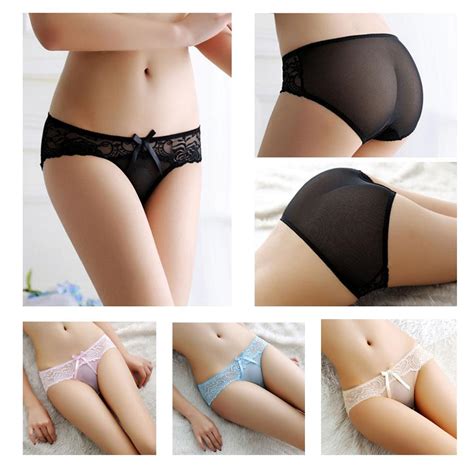 2021 Fashion Female Sexy Panties Cotton Lace Sheer Colorful Underwear Seamless Cute Girls Bow