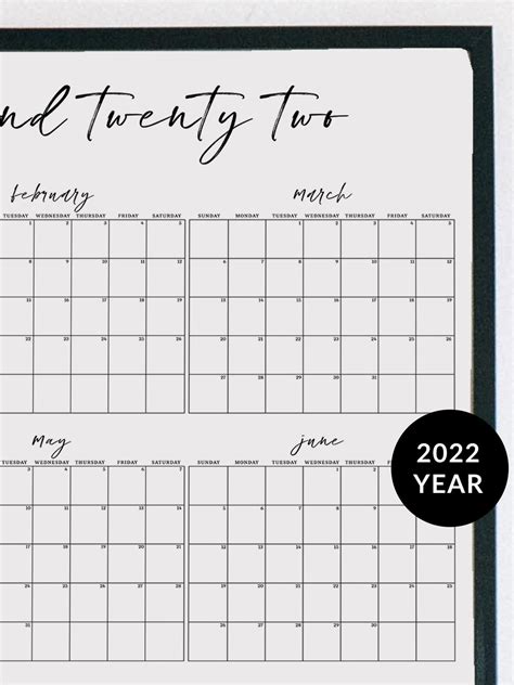 2022 Large Wall Calendar Year At A Glance Wall Planner Etsy