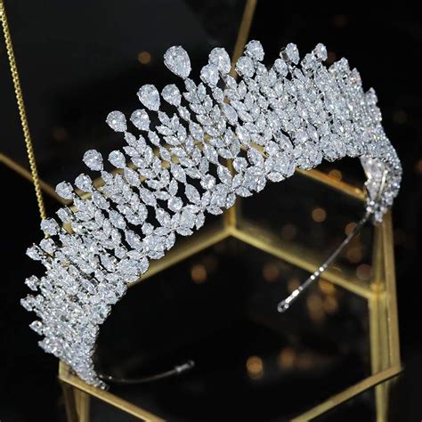 Aoligrace Wedding Tall Cubic Zirconia Tiaras Queen Cz Pageant Crowns Birthday