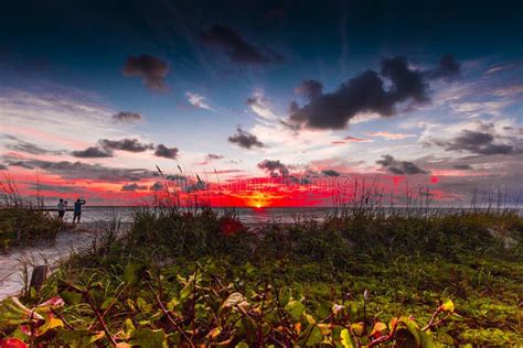 Colorful Sunrise Jetty Park Fort Pierce Florida Stock Photo Image