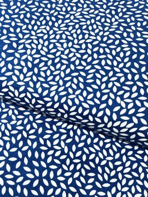 Navy Blue Leaves Fabric Navy Blue Quilting Quality Cotton Fabric By