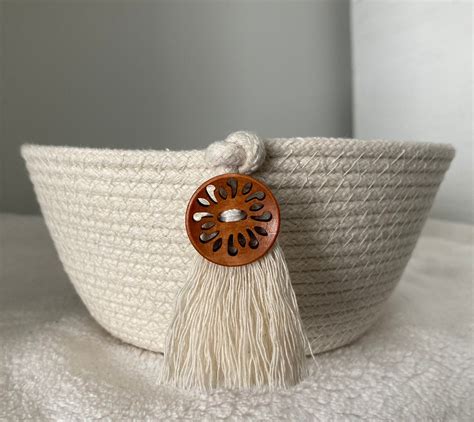 Small Natural Colored Rope Bowl Handcrafted Sash Cord Bowl Etsy