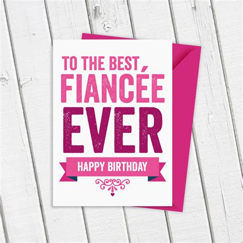 Birthday Card For Fiancée Or Fiancé In Pink Or Blue By A Is For