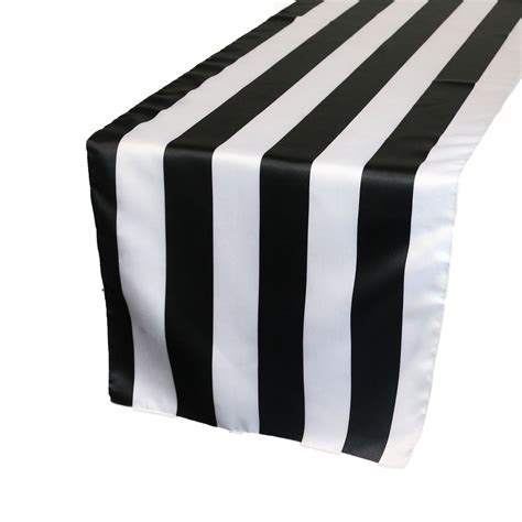 14 X 108 Inch Lamour Satin Table Runner Black And White Striped Bridal Tablecloth
