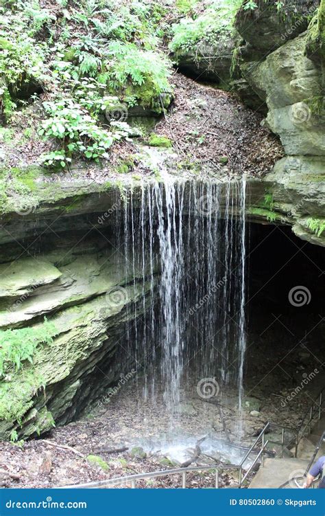 Waterfall At Cave Entrance Stock Photo Image Of Underground 80502860