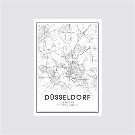 Düsseldorf Map Print City Map Wall Art Düsseldorf Germany Etsy City