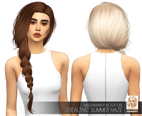 Sims 4 Hairs Miss Paraply Stealthic`s Summer Haze Hair Retextured