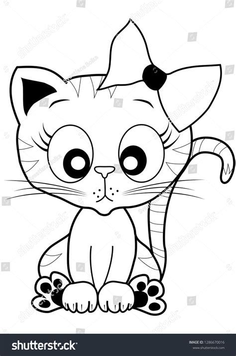 Cute Cat Coloring Outline Vector Vector De Stock Libre De Regalías