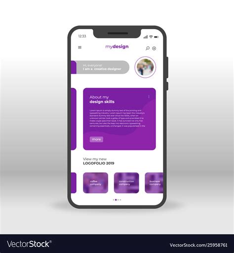 Purple My Design Ui Ux Gui Screen For Mobile Apps Vector Image
